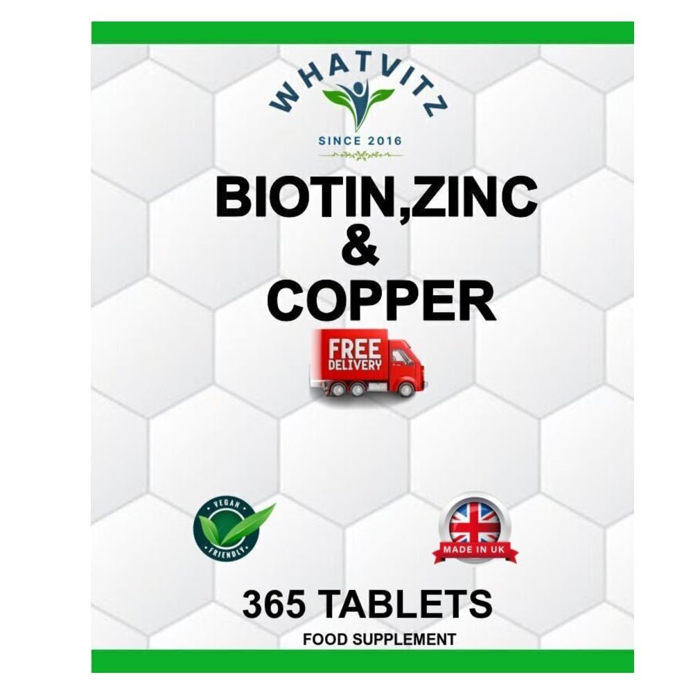 Biotin, Zinc & Copper 365 Tablets | Healthy Hair Growth Skin & Nails Supplement