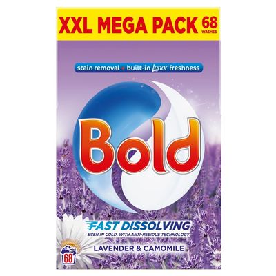 BOLD 2IN1 WASHING POWDER LAVENDER AND CAMOMILE 68 WASHES 3.4KG
