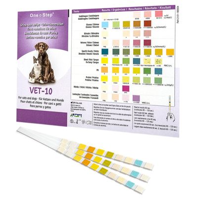 One Step 10 x Vet Pet Urine Test Strips - Veterinary Animal - Cats - Dogs (2 x 5 Tests)