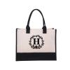 vreplrse Alphabet Beach Bag Preferred For Travel Enthusiasts Letter Cotton Canvas Bag Canvas Canvas Shopping Bag Handbag Canvas, H flower view 1
