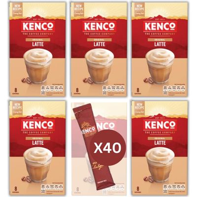 Latte sachets Kencos - 5x8 sachets of 13.6g Instant Coffee, total 40 cups of Latte