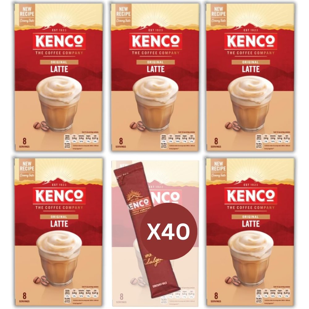 Latte sachets Kencos - 5x8 sachets of 13.6g Instant Coffee, total 40 cups of Latte