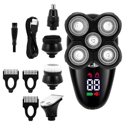 Electric Razor for Men, 5 in 1 Electric Razor for Men Bald Head Shaver LED Display Nose Hair Beard Trimmer Clippers Facial Cleansing Brush