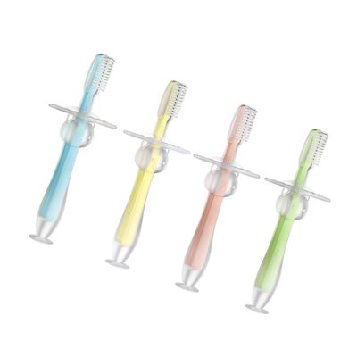 FRCOLOR 4pcs Silicone Toothbrush for Boy Girl Bristles Standing Suction Training Brush for Boy Girl Newborn