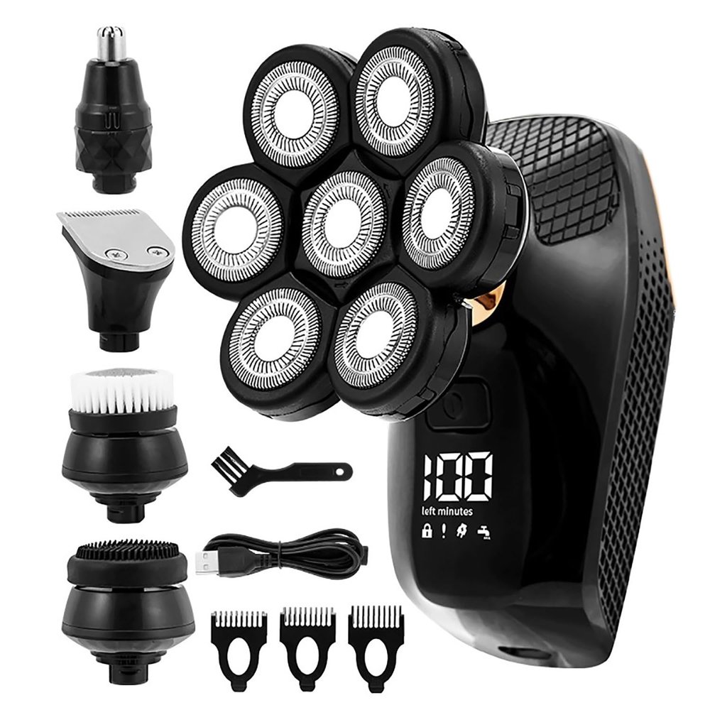 Electric Razor for Men, 5 in 1 Electric Shaver Razor for Men's Trimmer Wet and Bald Head Dry Razor 7D Head Waterproof LED Display Machine for Shaving