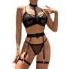 Women's Erotic Lingerie Sets Plus Size, Tights Suspenders Ladies Sexy Lingerie Outfits Crotchless See Through Lingerie Women Lace Lingerie Set with Garter Belt 3 Pieces UK Stock Sale view 1