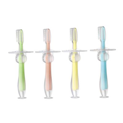 KOMBIUDA 4pcs Silicone Teether Toothbrush for Boys and Girls Soft Bristles Training Brush for Boy Girl