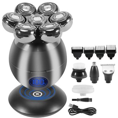 Electric Razor for Men, 5 in 1 7D Rechargeable Bald Head Shavers Kit for Men USB LED Display Electric Razor Heads Beard Ear Nose Hair Facial Trimmer
