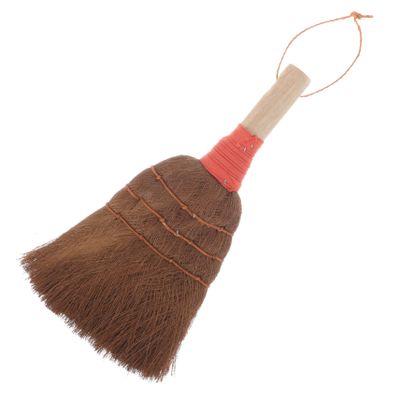 minkissy Handmade Palm Fiber Mini Broom Short Handle Dust Removing Brush for Desktop Cleaning Household Office Heavy Duty Sweeping Tool Random Color