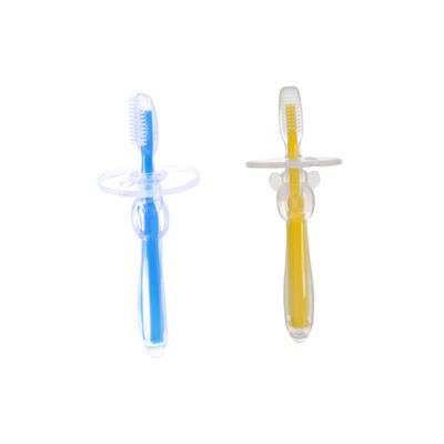 FRCOLOR 2pcs Training Toothbrush Silicone Bristle Brush Umbrella-Shape for Newborns