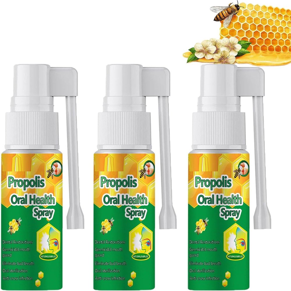 Propolis Oral Health Spray, Propolis Oral Spray, Fresh Breath, Deep Cleaning, Clean Teeth Stains and Tartar, Solve All Oral Problems (3Pcs)