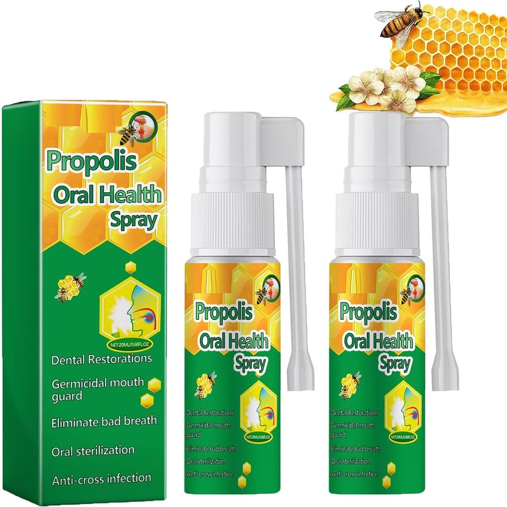 Propolis Oral Health Spray, Propolis Oral Spray, Fresh Breath, Deep Cleaning, Clean Teeth Stains and Tartar, Solve All Oral Problems (2Pcs)