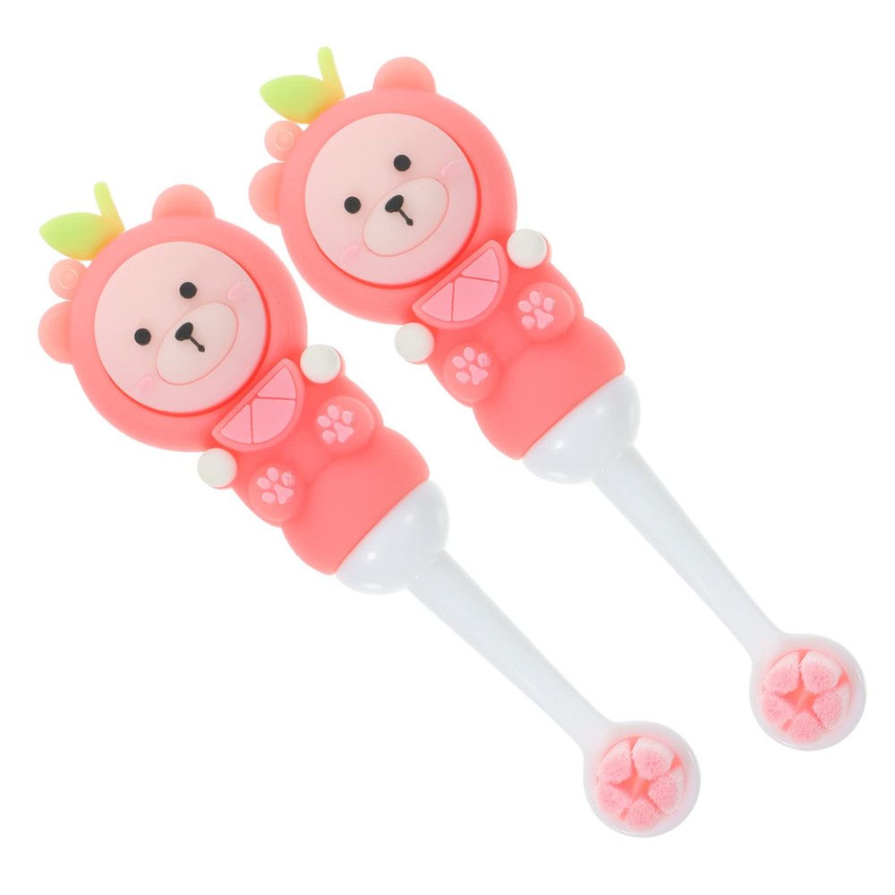 Beavorty Children's Toothbrush Soft Silicone Bristles 2Pcs Cute Bear Shape Gentle Care for Teeth and Gums Safe Design for Toddlers Ages 0-9