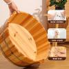 FUYAO Wooden Foot Bath Bucket,Solid Wood Foot Tub For Soaking Feet,Premium Pedicure Bowl Foot Spa Massage Pedicure Barrels,Smooth Wood Foot Bath Basin Foot Soak Tub view 3