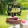 Sleyberoy Cheers to 40 years Cake topper-Glitter Happy 40th/fortyBirthday Cake Decor,Perfect for 40 Years Wedding Anniversary/Birthday Party Decor (40, Black gold) view 2
