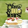 Sleyberoy Cheers to 40 years Cake topper-Glitter Happy 40th/fortyBirthday Cake Decor,Perfect for 40 Years Wedding Anniversary/Birthday Party Decor (40, Black gold) view 3