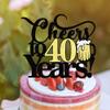 Sleyberoy Cheers to 40 years Cake topper-Glitter Happy 40th/fortyBirthday Cake Decor,Perfect for 40 Years Wedding Anniversary/Birthday Party Decor (40, Black gold) view 4