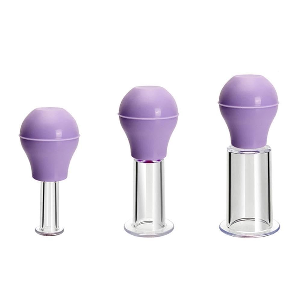 3 Size Facial Cupping Set for Face, Facial Cupping Therapy Set, Silicone Eye Face Vacuum Massage Cellulite Face Cups Facial Wrinkle Lifting Cup (Purple)