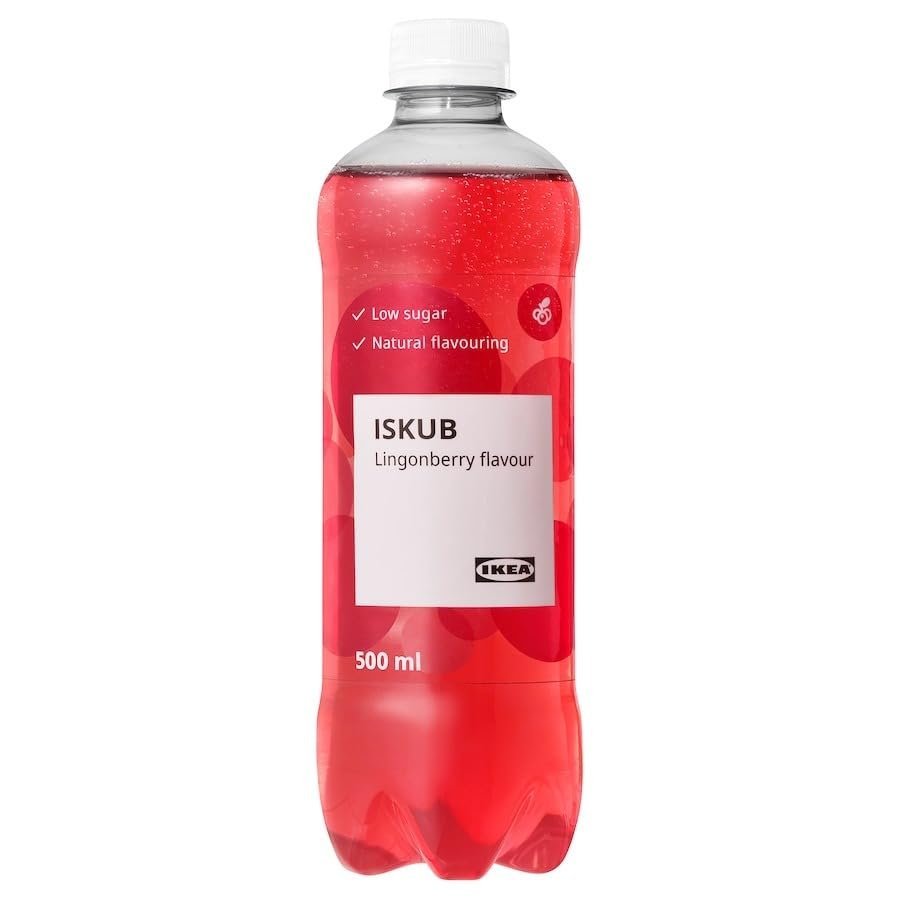 ISKUB Carbonated soft drink, lingonberry flavour/with sugar and sweeteners, 500 ml