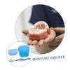 Anneome Denture Case and Brush Set Orthodontic Retainer Storage Box with Lid Leak-resistant Household Denture Holder Portable Travel Container for False Teeth Cleaning view 4