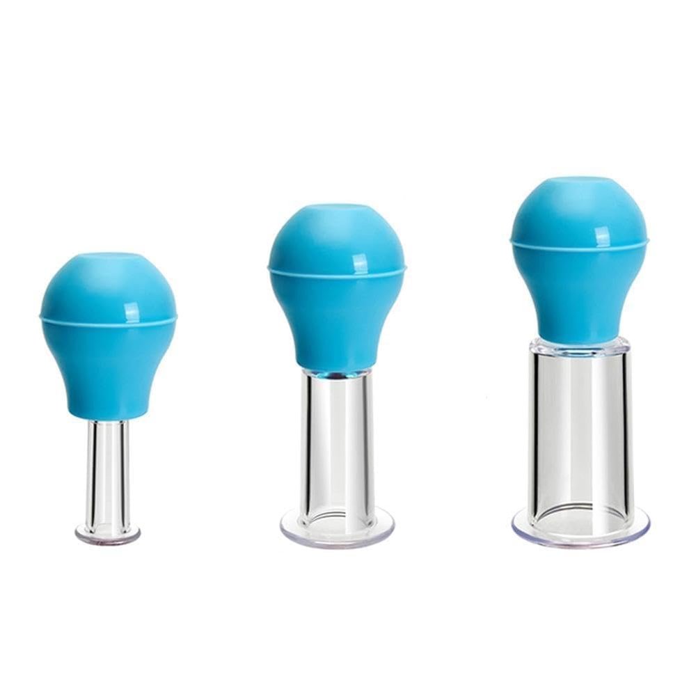3 Size Facial Cupping Set for Face, Facial Cupping Therapy Set, Silicone Eye Face Vacuum Massage Cellulite Face Cups Facial Wrinkle Lifting Cup (Blue)