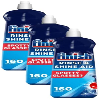 Finish, Dishwasher Rinse Aid, Fresh Rinse & Shine Cleaner, 2.4L (800ml x 3 pck), Ultimate Clean & Diamond Shine, Glass Protection, Spot Prevention, Better Drying vs Finish Detergent alone