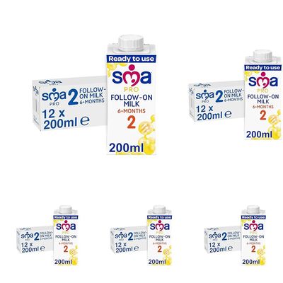 SMA PRO Follow-on Baby Milk - 6-12 months | Ready to Use, Liquid Formula Milk 200 ml (Pack of 60)