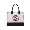 SUIOPPYUW Alphabet Beach Bag Preferred For Travel Enthusiasts Large Storage Space Canvas Letter Cotton Canvas Bag Handbag Canvas, K flower view 1
