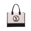 SUIOPPYUW Alphabet Beach Bag Preferred For Travel Enthusiasts Large Storage Space Canvas Letter Cotton Canvas Bag Handbag Canvas, Y flower view 1