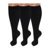 3 Pairs Unisex Compression Socks 4XL Plus Size Wide Calf, for Soothing, Comfy, Gradient supports, Prevents Swelling, Pain, Oedema. Large Cuffs, High Knee for Man and Woman view 2
