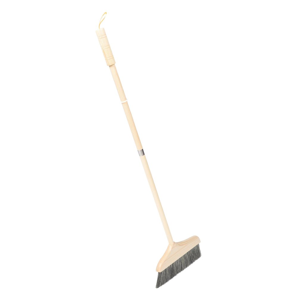 Ipetboom Soft Bristle Broom with Long Pine Handle for Floor Cleaning, Anti-static Indoor Sweeping Brush, Black Hair Suitable for Home, Kitchen, Living Room, and Carpet Dust Removal