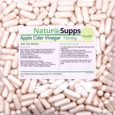 Apple Cider Vinegar with Mother Capsules 750mg, Pack of 365, Vegan and Vegetarian Supplements, UK Made by Natur Supps