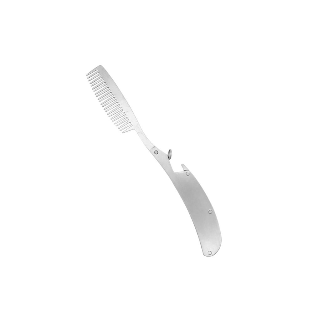 Ipetboom Stainless Steel Beard Comb Mustache Hair Comb Folding Design for Men Daily Use Travel Beard Grooming Tool