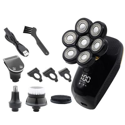 JQUAL Electric Razor for Men, 5 in 1 Bald Head Shaver Multifunctional Electric Razor Head Shaving for Bald Men LED Display Cleansing Brush Nose Hair Trimmer