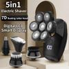 JQUAL Electric Razor for Men, 5 in 1 Bald Head Shaver Multifunctional Electric Razor Head Shaving for Bald Men LED Display Cleansing Brush Nose Hair Trimmer view 3