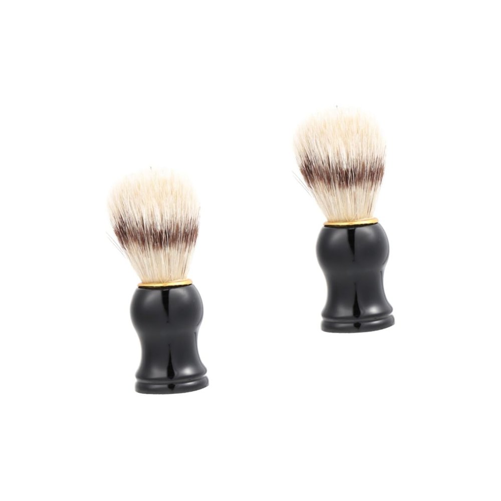 FOMIYES 2pcs Shaving Brush for Men Beard Mustache Cleansing Brush Handle for Daily Grooming Routine