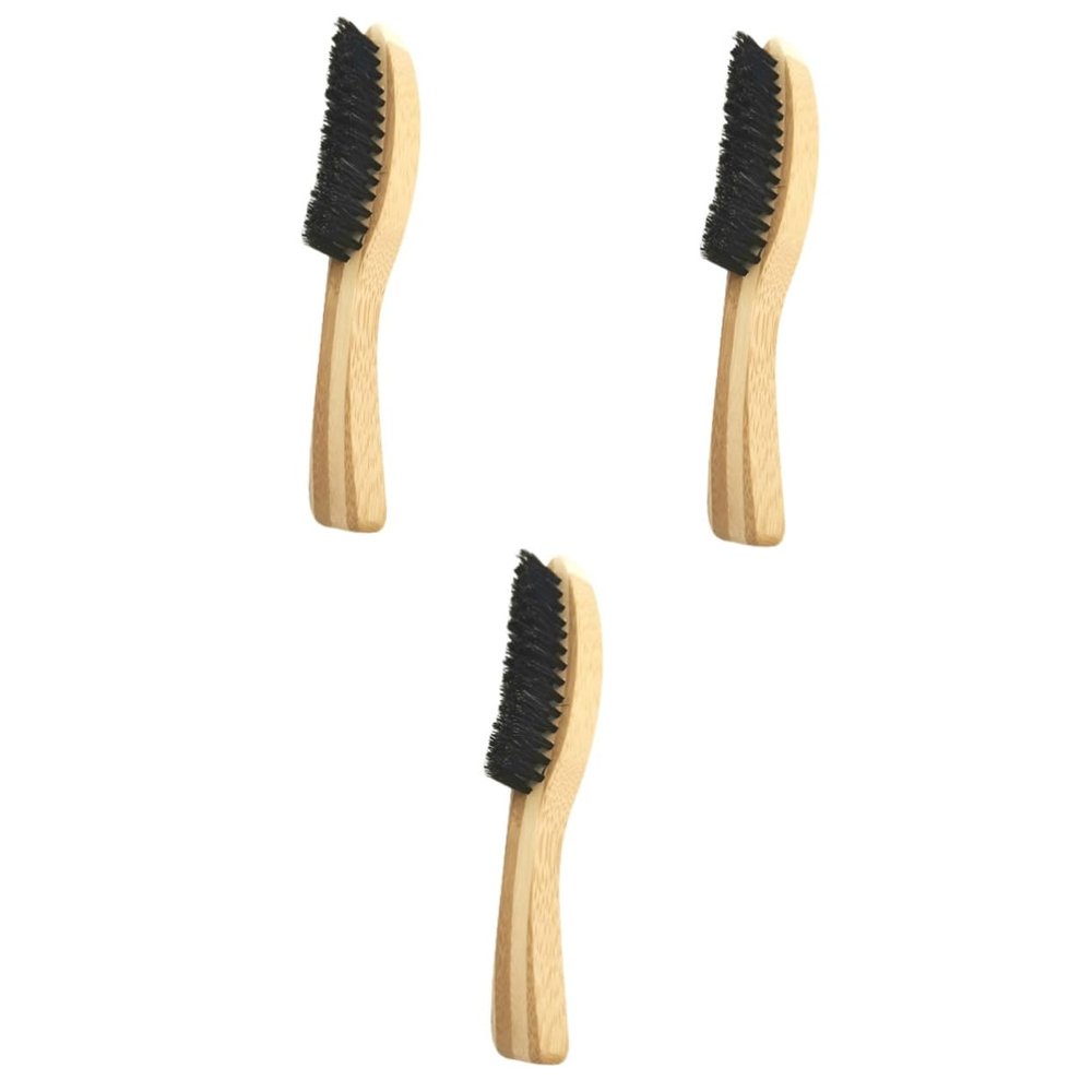FOMIYES 3pcs Portable Solid Wood Beard Brush Mustache Brush Practical for Home Barber Shop Salon Accessory