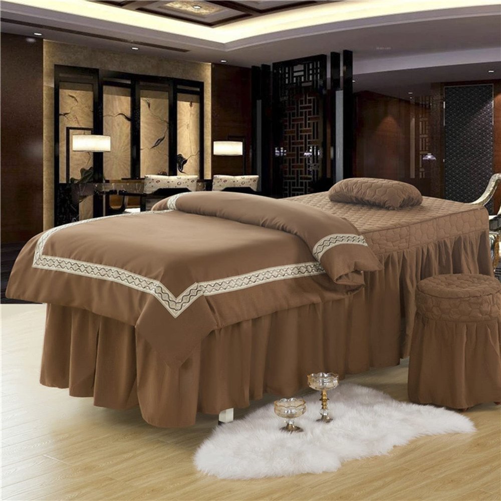 4-Piece Massage Bed Cover, Luxury Massage Table Sheet Sets Thicken Beauty Bedspreads Simple Salon Physiotherapy Bed Set Sheets (Color : H, Size : 190x75cm(75x30inch)) (K 190x70cm(75x28inch))