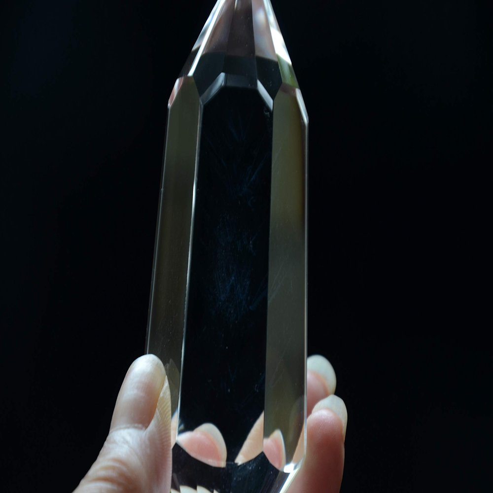 BIANMTSW Home Collections Rare Madagascar Blue Rutile Clear 3 Gate 24 Sided Crystal Point Quartz Vogel Flower of Dream Wand 4.05 Inch Spiritual
