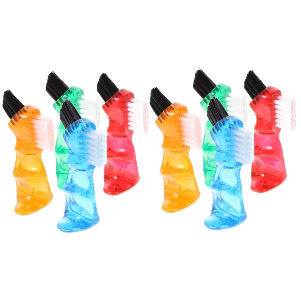 Beavorty 8pcs Mini Double-Head Denture Brush Toothbrush Portable Small for Oral Care Household Personal Cleaning Tool for Home Use
