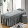 3-Pieces Microfiber Massage Table Sheets Set, Beauty SPA Massage Bed Cover, Quilted Table Skirt Sheet with Face Hole, Pillow Case, Stool Cover (Color : White, Size : 190x70cm(75x28inch)) (Gray 190x8 view 1
