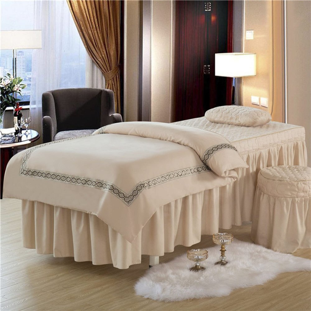 4-Piece Massage Bed Cover, Luxury Massage Table Sheet Sets Thicken Beauty Bedspreads Simple Salon Physiotherapy Bed Set Sheets (Color : H, Size : 190x75cm(75x30inch)) (I 190x80cm(75x31inch))