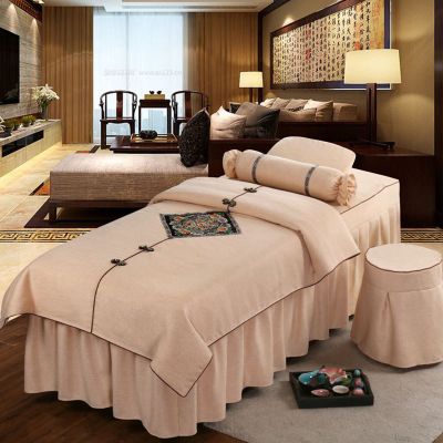 4-Piece Massage Table Sheet Set, Soft Cotton Facial Bed Cover, Solid Color Beauty Bedspreads Salon Bed Cover for Beauty Facial Bed Bedding (Color : M, Size : 190x80cm(75x31inch)) (D 185x70cm(73x28in