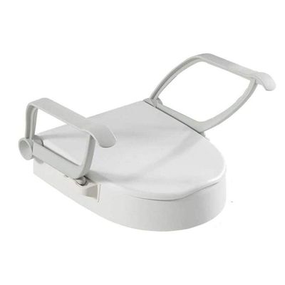 Raised Toilet Seat - Adjustable Grab Bar - Compact Support Frame with Handrail for Bathroom Toilet Seat - Easy Installation for Handicap Senior Bariatrics, Elderly Balance - Padded Hand Armrest