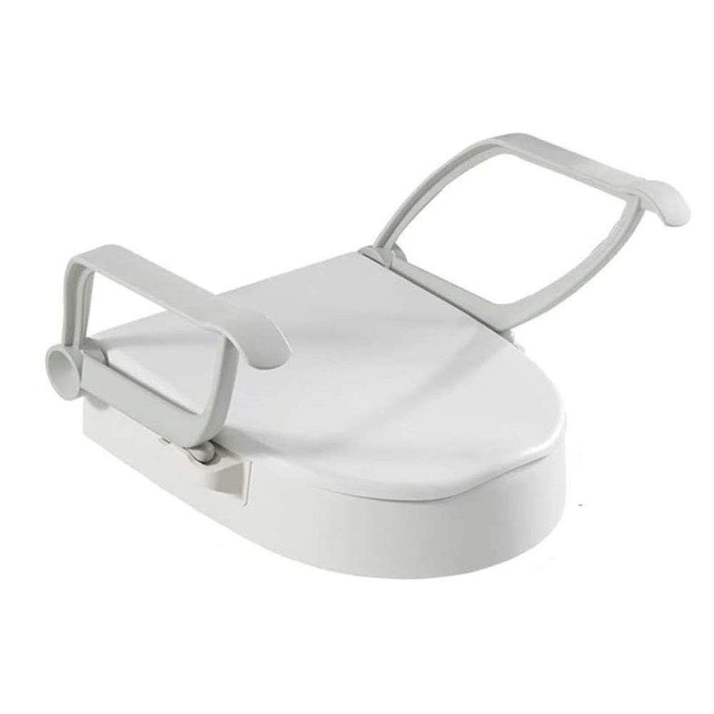 Raised Toilet Seat - Adjustable Grab Bar - Compact Support Frame with Handrail for Bathroom Toilet Seat - Easy Installation for Handicap Senior Bariatrics, Elderly Balance - Padded Hand Armrest