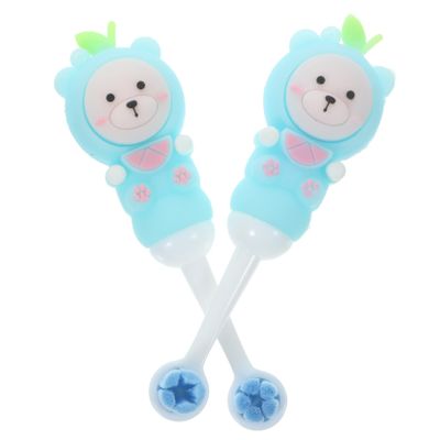 Anneome 2pcs Soft Bristle Children Toothbrushes for Kids Age 0-9, Manual Toddler Toothbrush with Rounded Heads, Cute Blue Bear Design, Suitable for Daily Kids Teeth Cleaning