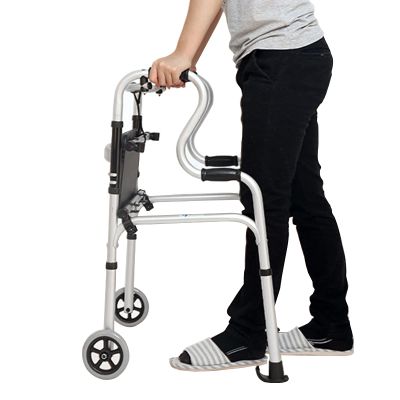 Compact Folding Tall Stand Upright Walker with Seat Front Wheels, Metal Walking Mobility Aids/Wide Rollator for Seniors Adults, Load 400 Lbs