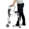 Compact Folding Tall Stand Upright Walker with Seat Front Wheels, Metal Walking Mobility Aids/Wide Rollator for Seniors Adults, Load 400 Lbs view 1