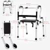 Compact Folding Tall Stand Upright Walker with Seat Front Wheels, Metal Walking Mobility Aids/Wide Rollator for Seniors Adults, Load 400 Lbs view 2