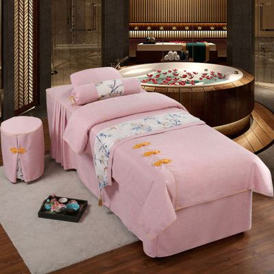 4-Piece Massage Table Sheet Set, Soft Cotton Facial Bed Cover, Solid Color Beauty Bedspreads Salon Bed Cover for Beauty Facial Bed Bedding (Color : M, Size : 190x80cm(75x31inch)) (K 190x80cm(75x31in